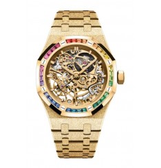 Audemars Piguet Royal Oak 37 Rueda de equilibrio doble calada Frosted Yellow Gold Rainbow 15468BA.YG.1259BA.01 réplica de reloj Audemars Piguet Royal Oak 37 Rueda de equilibrio doble calada Frosted Yellow Gold Rainbow 15468BA.YG.1259BA.01 réplica de reloj
