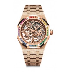 Audemars Piguet Royal Oak 37 Rueda de equilibrio doble calada Frosted Pink Gold Rainbow 15468OR.YG.1259OR.01 réplica de reloj Audemars Piguet Royal Oak 37 Rueda de equilibrio doble calada Frosted Pink Gold Rainbow 15468OR.YG.1259OR.01 réplica de reloj