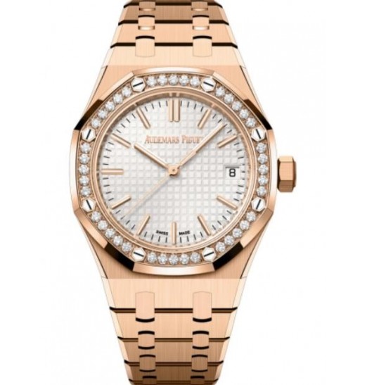 Audemars Piguet Royal Oak Automatico Oro rosa 37 mm Esfera plateada Diamante 15551OR.ZZ.1356OR.01 réplica de reloj