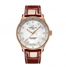 Breitling Navitimer 32 mm para mujer Cocodrilo de nacar blanco Oro rojo de 18 quilates R77320E61A1P1 réplica de reloj