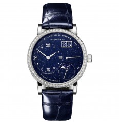 A. Lange & Sohne Little Lange 1 fase lunar Oro blanco con bisel de diamantes 182.886 réplica de reloj