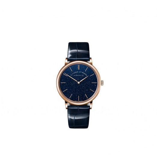 A. Lange & Sohne Saxonia Esfera fina de oro azul flux y caja de oro rosa 211.088 réplica de reloj