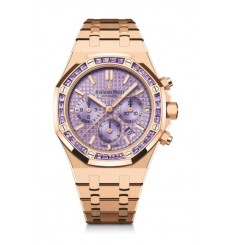 Audemars Piguet Royal Oak Chronograph Frosted Rose Gold Purple Index 34mm Brazalete 26319OR.AY.1256OR.01 réplica de reloj