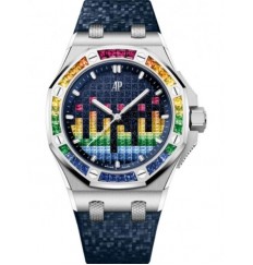 Audemars Piguet Royal Oak Offshore Selfwinding-Music Edition Oro blanco 37 mm Esfera azul 77601BC.YY.D343CA.01 réplica de reloj