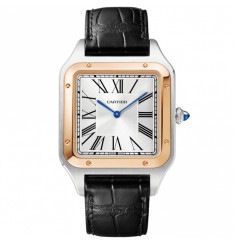 Cartier Santos Dumont XL de acero y oro rosa de 18 quilates esfera plateada W2SA0017 réplica de reloj Cartier Santos Dumont XL de acero y oro rosa de 18 quilates esfera plateada W2SA0017 réplica de reloj