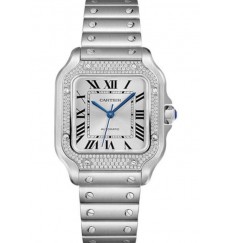 Diamante mediano Cartier Santos con W4SA0005 intercambiable réplica de reloj