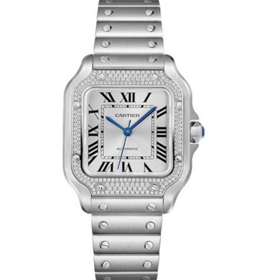 Diamante mediano Cartier Santos con W4SA0005 intercambiable réplica de reloj