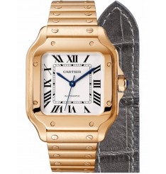 Cartier Santos 18k Esfera blanca automatica de oro rosa Hombres WGSA0031 réplica de reloj