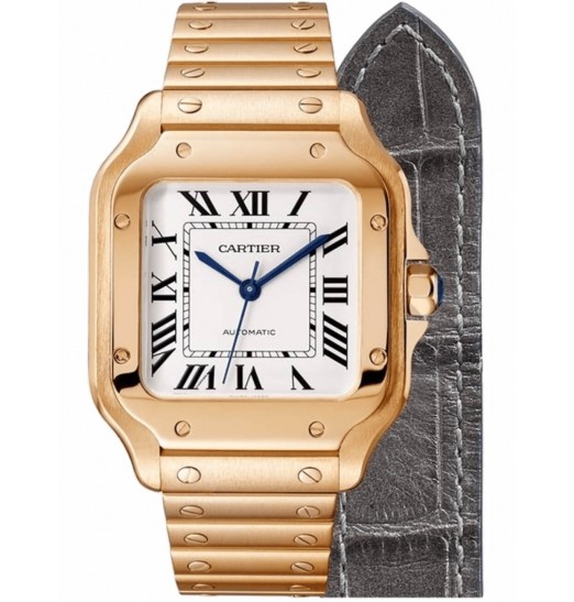 Cartier Santos 18k Esfera blanca automatica de oro rosa Hombres WGSA0031 réplica de reloj