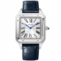 Cartier Santos Dumont XL Acero y esfera plateada WSSA0032 réplica de reloj
