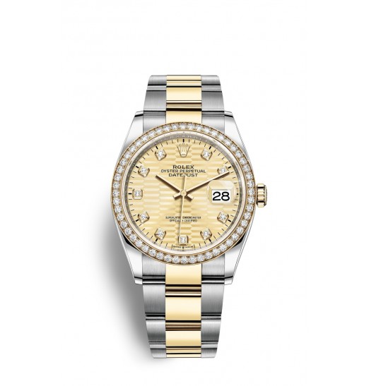 Rolex Datejust 36 Oystersteel oro amarillo y diamantes M126283RBR-0032 réplica de reloj