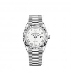 Rolex Day-Date 36 brazalete President con bisel estriado en oro blanco de 18 quilates réplica de reloj Rolex Day-Date 36 brazalete President con bisel estriado en oro blanco de 18 quilates réplica de reloj