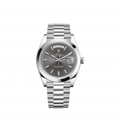 Dial Rolex Day-Date 40 Platinum con motivo de rayas Bisel liso réplica de reloj