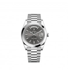 Dial Rolex Day-Date 40 Platinum con motivo de rayas Bisel liso réplica de reloj Dial Rolex Day-Date 40 Platinum con motivo de rayas Bisel liso réplica de reloj