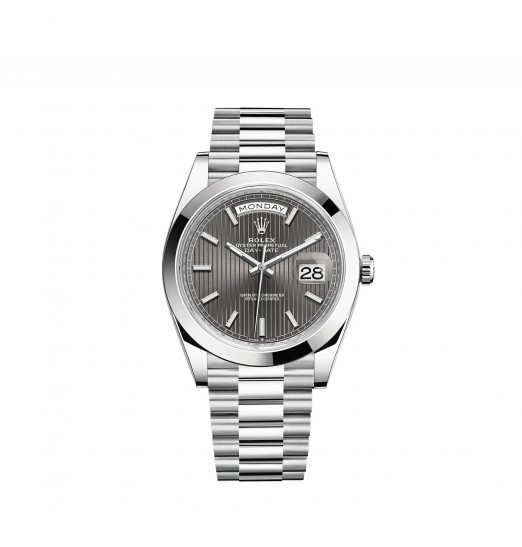 Dial Rolex Day-Date 40 Platinum con motivo de rayas Bisel liso réplica de reloj