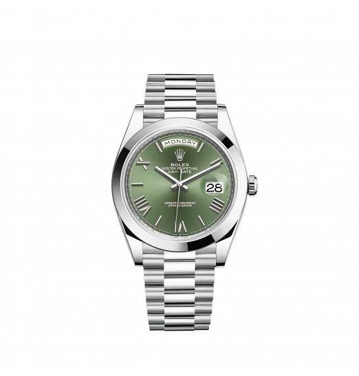 Rolex Day-Date 40 Platinum Esfera verde oliva Bisel liso réplica de reloj Rolex Day-Date 40 Platinum Esfera verde oliva Bisel liso réplica de reloj