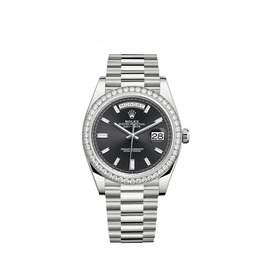 Rolex Day-Date 40 en oro blanco de 18 quilates con esfera engastada con diamantes negros réplica de reloj Rolex Day-Date 40 en oro blanco de 18 quilates con esfera engastada con diamantes negros réplica de reloj