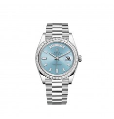 Rolex Day-Date 40 Platinum azul hielo Esfera y bisel engastanos con diamantes réplica de reloj Rolex Day-Date 40 Platinum azul hielo Esfera y bisel engastanos con diamantes réplica de reloj