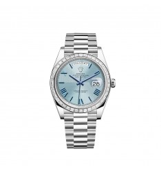 Rolex Day-Date 40 Platinum azul hielo esfera con motivo cuadrante bisel engastado con diamantes réplica de reloj Rolex Day-Date 40 Platinum azul hielo esfera con motivo cuadrante bisel engastado con diamantes réplica de reloj