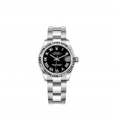 Rolex Datejust 31 White Rolesor esfera negra brillante réplica de reloj