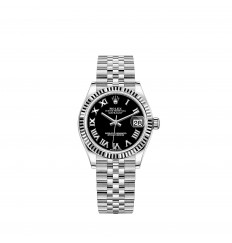 Rolex Datejust 31 White Rolesor esfera negra brillante réplica de reloj