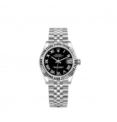 Rolex Datejust 31 White Rolesor esfera negra brillante réplica de reloj