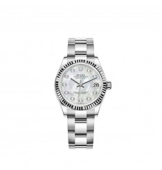 Rolex Datejust 31 White Rolesor esfera de nacar con diamantes engastanos réplica de reloj