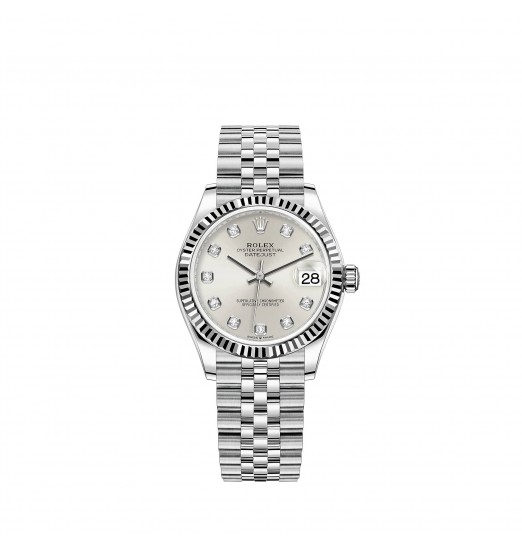 Rolex Datejust 31 White Rolesor pulsera Jubilee con esfera engastada de diamantes réplica de reloj