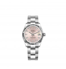 Rolex Datejust 31 White Rolesor pulsera Oyster con esfera engastada de diamantes réplica de reloj