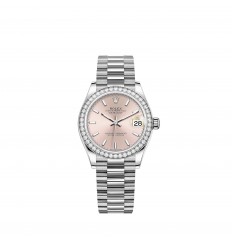 Rolex Datejust 31 pulsera President de oro blanco con esfera rosa réplica de reloj