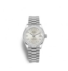 Rolex Datejust 31 pulsera President con esfera de oro blanco y plata réplica de reloj