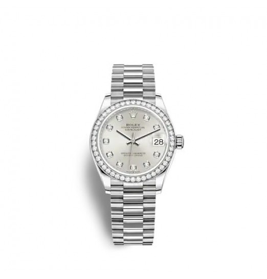 Rolex Datejust 31 pulsera President con esfera de oro blanco y plata réplica de reloj Rolex Datejust 31 pulsera President con esfera de oro blanco y plata réplica de reloj