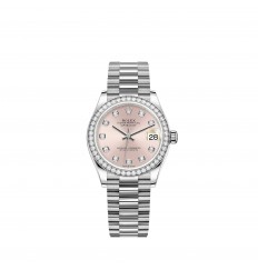 Rolex Datejust 31 pulsera President de oro blanco con esfera rosa réplica de reloj