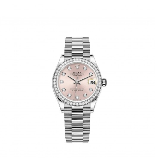 Rolex Datejust 31 pulsera President de oro blanco con esfera rosa réplica de reloj Rolex Datejust 31 pulsera President de oro blanco con esfera rosa réplica de reloj