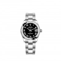Rolex Datejust 31 White Rolesor esfera negra pulsera Oyster réplica de reloj Rolex Datejust 31 White Rolesor esfera negra pulsera Oyster réplica de reloj