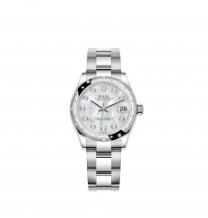 Rolex Datejust 31 White Rolesor esfera de nacar pulsera Oyster réplica de reloj