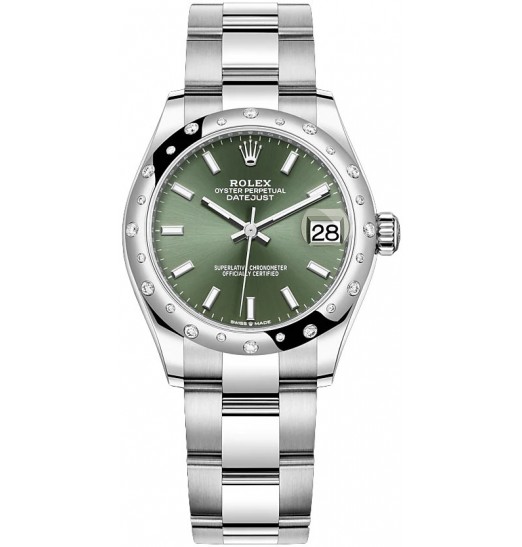Rolex Datejust 31 White Rolesor verde menta esfera pulsera Oyster réplica de reloj
