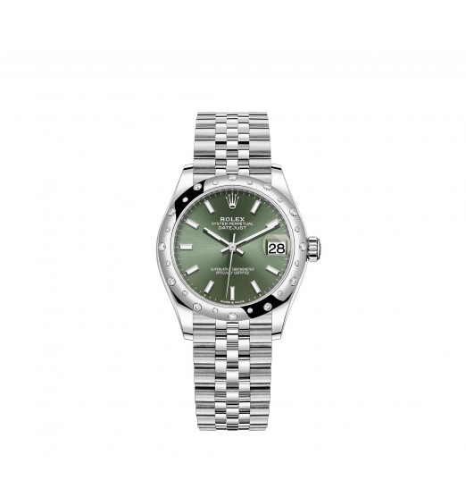 Rolex Datejust 31 White Rolesor esfera verde menta pulsera Jubilee réplica de reloj