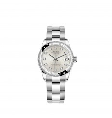Rolex Datejust 31 White Rolesor esfera plateada pulsera Oyster réplica de reloj