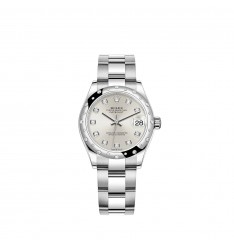 Rolex Datejust 31 White Rolesor esfera plateada pulsera Oyster réplica de reloj