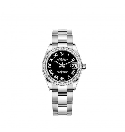 Rolex Datejust 31 White Rolesor esfera negra pulsera Oyster réplica de reloj Rolex Datejust 31 White Rolesor esfera negra pulsera Oyster réplica de reloj