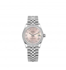 Rolex Datejust 31 White Rolesor esfera rosa con diamantes Jubilee réplica de reloj