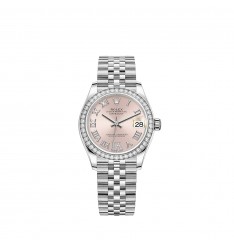 Rolex Datejust 31 White Rolesor esfera rosa con diamantes Jubilee réplica de reloj
