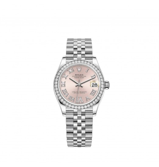 Rolex Datejust 31 White Rolesor esfera rosa con diamantes Jubilee réplica de reloj