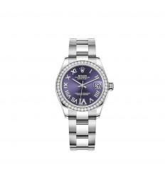 Rolex Datejust 31 White Rolesor esfera engastada de diamantes berenjena réplica de reloj