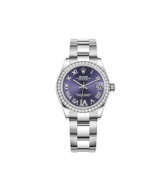 Rolex Datejust 31 White Rolesor esfera engastada de diamantes berenjena réplica de reloj