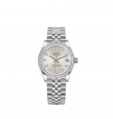Rolex Datejust 31 White Rolesor pulsera Jubilee con esfera engastada de diamantes en plata réplica de reloj