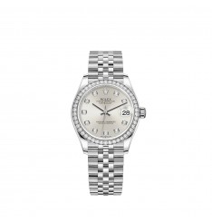 Rolex Datejust 31 White Rolesor pulsera Jubilee con esfera engastada de diamantes en plata réplica de reloj