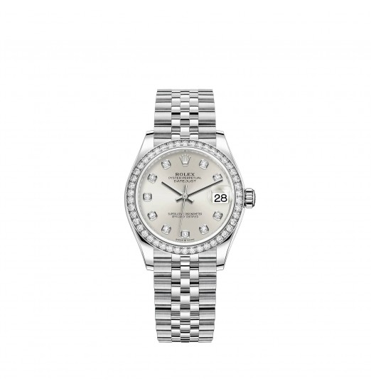 Rolex Datejust 31 White Rolesor pulsera Jubilee con esfera engastada de diamantes en plata réplica de reloj Rolex Datejust 31 White Rolesor pulsera Jubilee con esfera engastada de diamantes en plata réplica de reloj