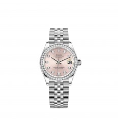 Rolex Datejust 31 White Rolesor pulsera Jubilee con esfera engastada de diamantes rosas réplica de reloj